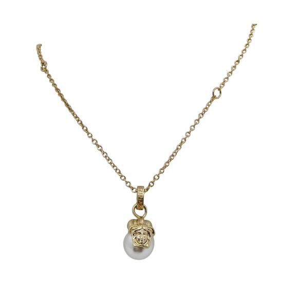 Versace Mothet of Pearl Gold Medusa Necklace - Picture 9 of 10